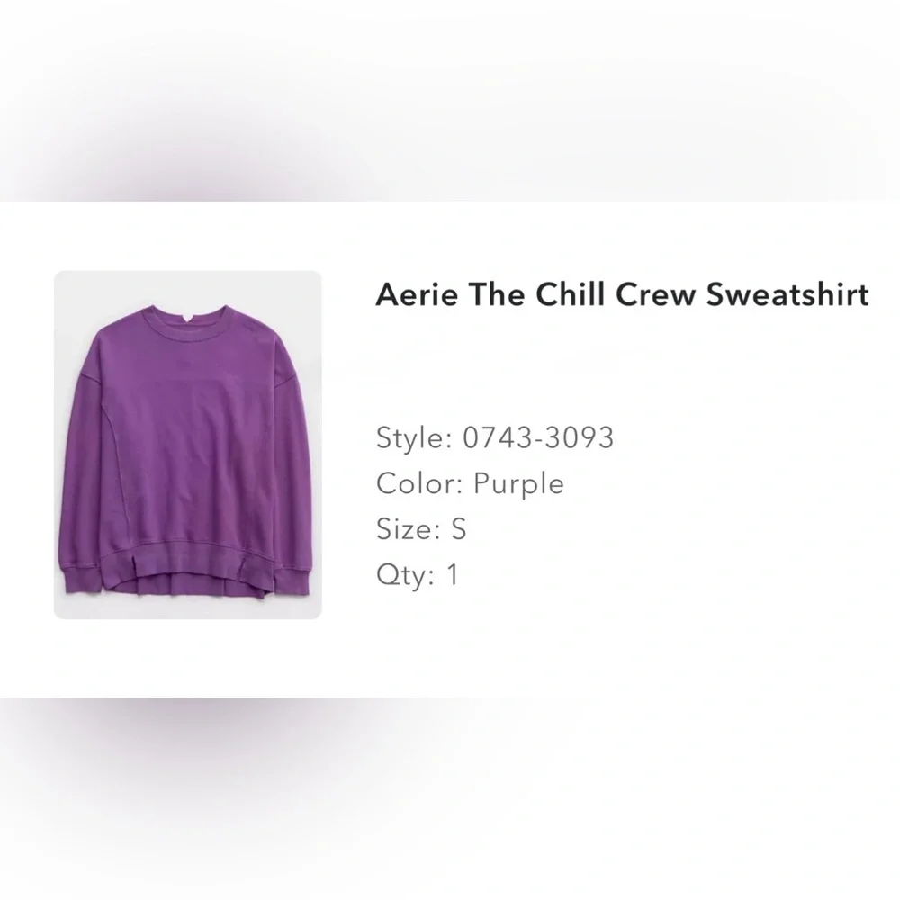 Aerie Chill Crew Sweatshirt Purple - Picture 2 of 7